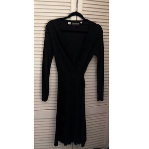 Quotations Vintage 70s Black Wrap Dress Medium